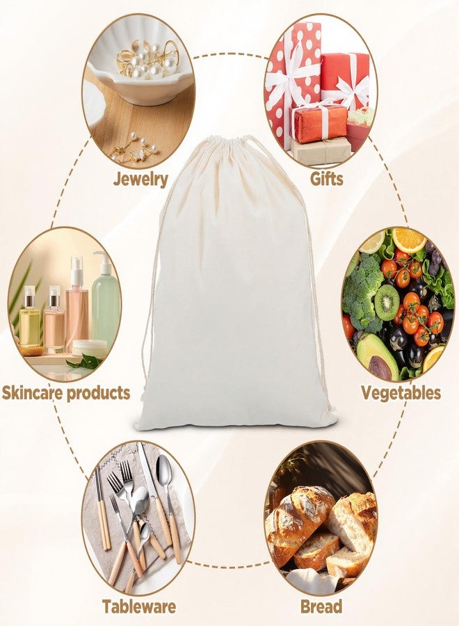 AojSup 15 Pack Premium Cotton Drawstring Bags, Muslin Bags with Drawstring for Storage, 15.74 x 12.2 Inch 100% Cotton Storage Bag for Handbags Purses Shoes - Image 4